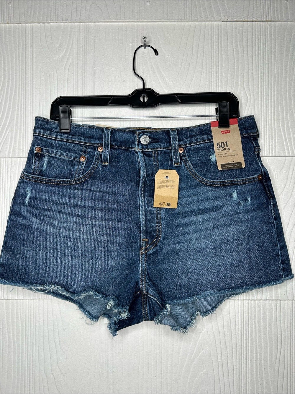 Levi's 501 High-Rise Dark Blue Denim Cutoff Shorts